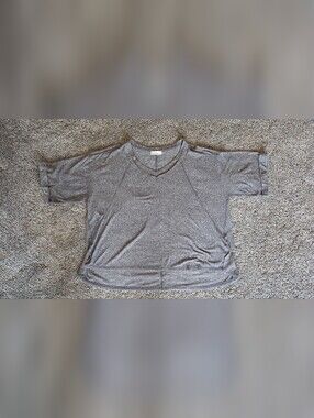 Zenana Outfitters Heather Gray V-Neck Brushed Hacci Top 2X/3X